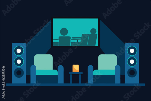 home theater room with reclining chairs  projector (1).eps