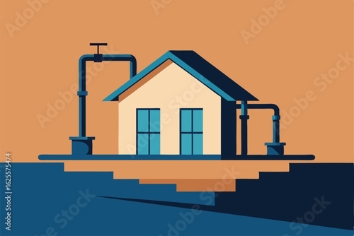 house foundation with plumbing  pipes  and rebar e.eps