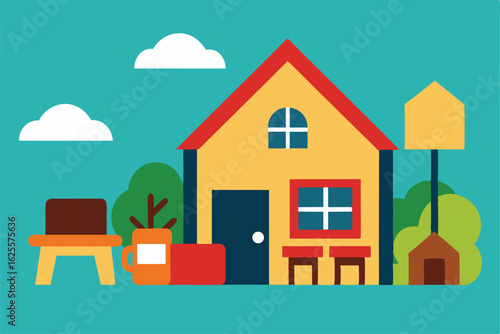 house with yard sale event vector showing signs  f (1).eps