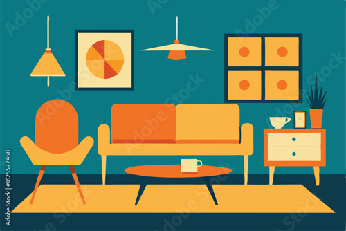 mid century modern living room with iconic furnitu (1).eps