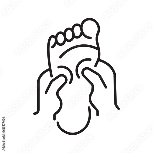 Single icon of a foot massage, ideal for relaxation, wellness, and spa-related visuals. Editable stroke vector illustration.