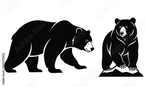 Majestic Black Bears Wildlife Silhouettes