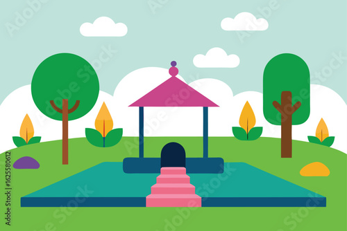 outdoor yoga zone integrated into garden landscape (1).eps