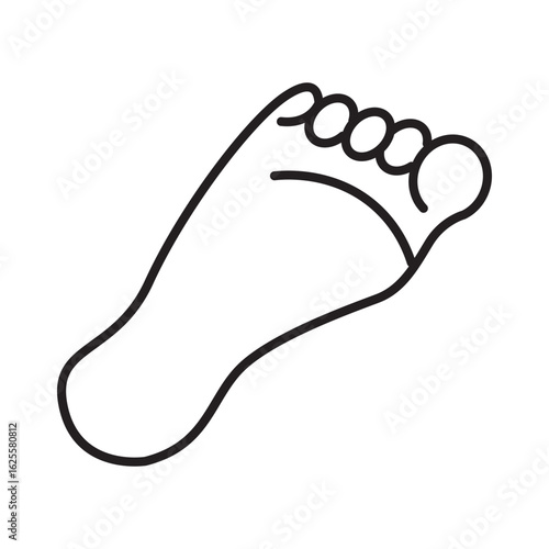 Single icon of a foot sole, perfect for reflexology, health, or foot anatomy illustrations. Editable stroke vector illustration.