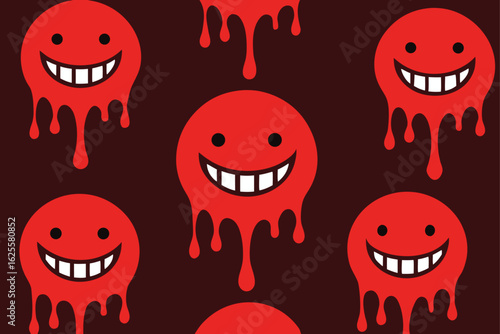 pattern with dripping blood shapes and fanged smil (2).eps