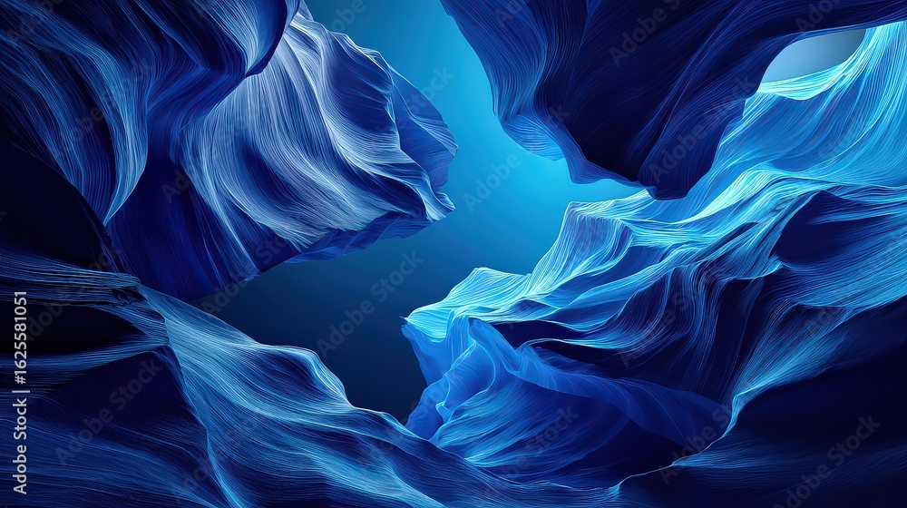 Obraz premium Abstract Blue Digital Art Landscape