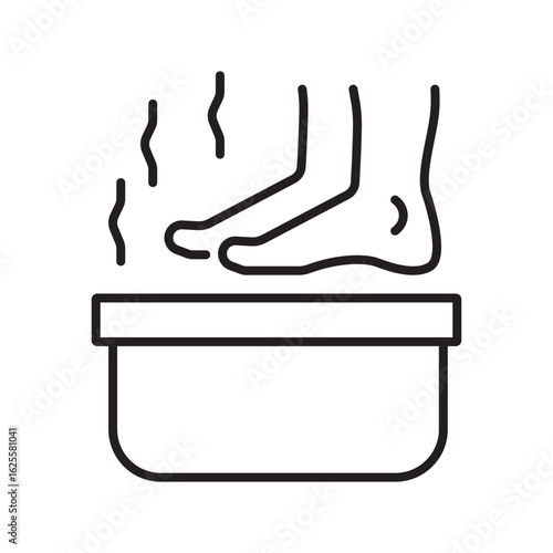 Single icon of foot soaking in water, perfect for relaxation, spa, or recovery visuals. Editable stroke vector illustration