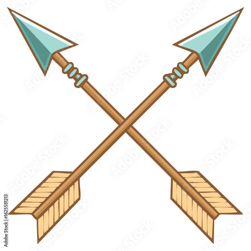 Crossed Arrows Graphic Element, Tribal Native Symbol, Cartoon Style