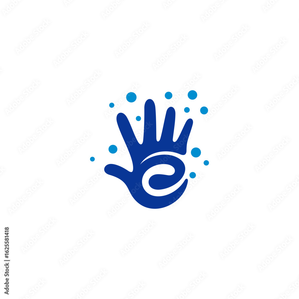 Fototapeta premium Creative logo of hand combined with letter e