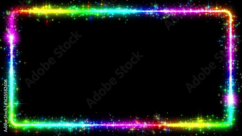 Rainbow glitter frame effect (transparent background, loopable)