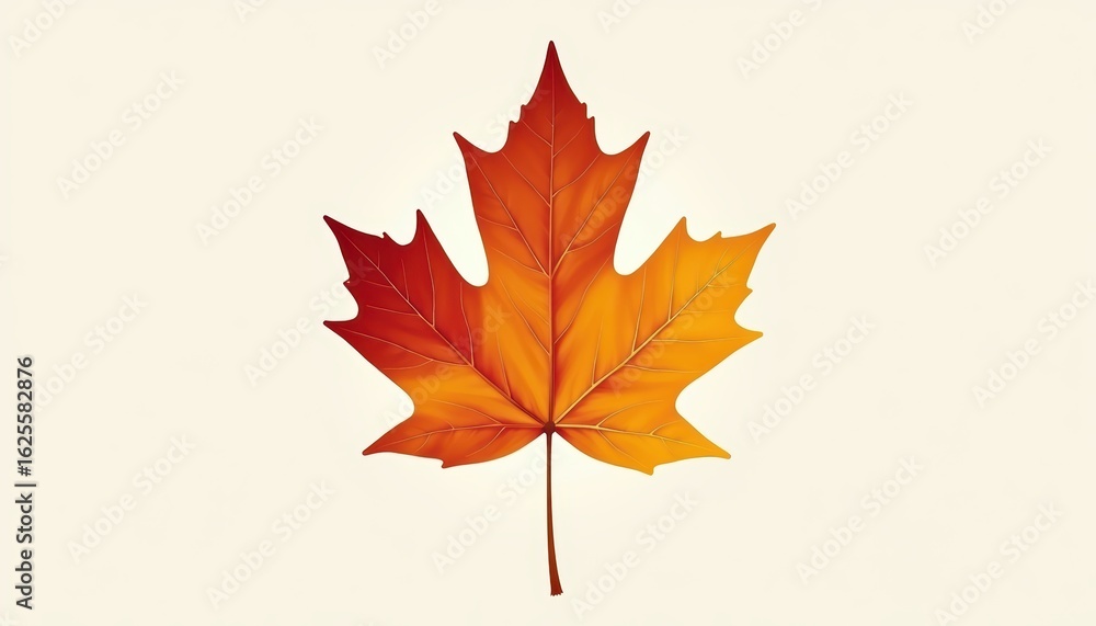 Vibrant Orange and Yellow Maple Leaf on Light Background Capturing Autumn Beauty and Change Vibrant Orange and Yellow Maple Leaf on Light Background Capturing Autumn Beauty and Change