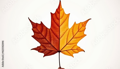 Beautiful Autumn Maple Leaf Displayed Against Clean White Background for Nature Lovers