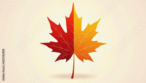 Vibrant Maple Leaf Icon with Gradients of Red and Orange on a Light Background