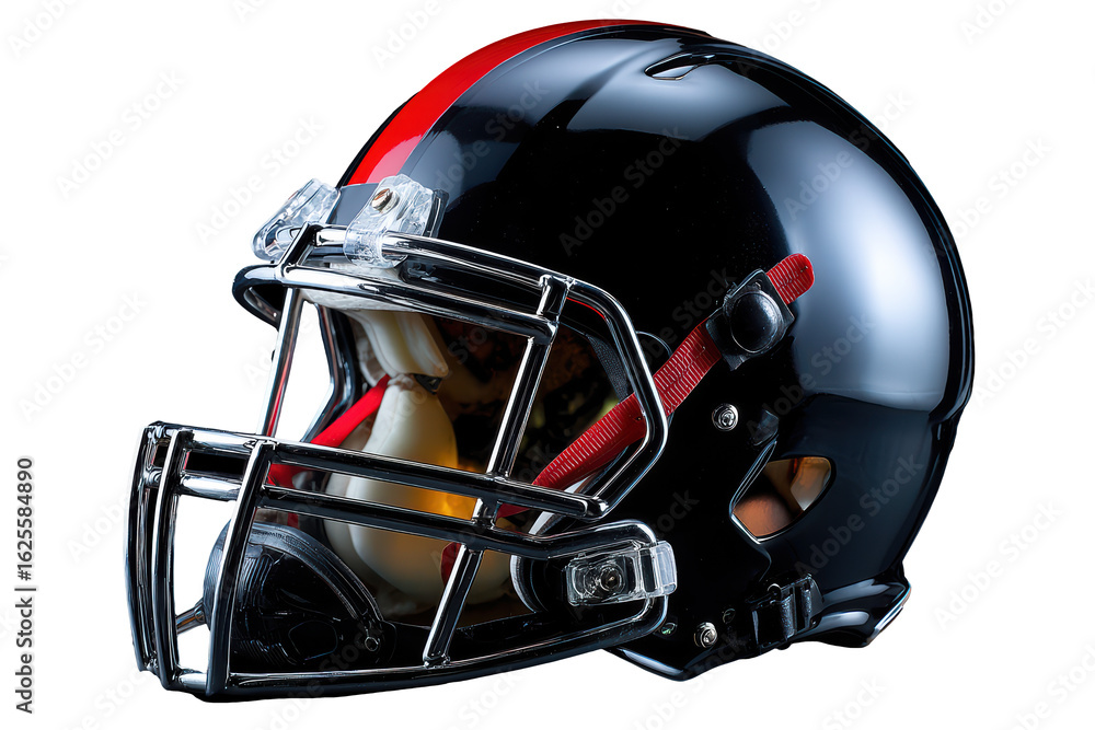 Fototapeta premium black american football helmet isolated on black background.