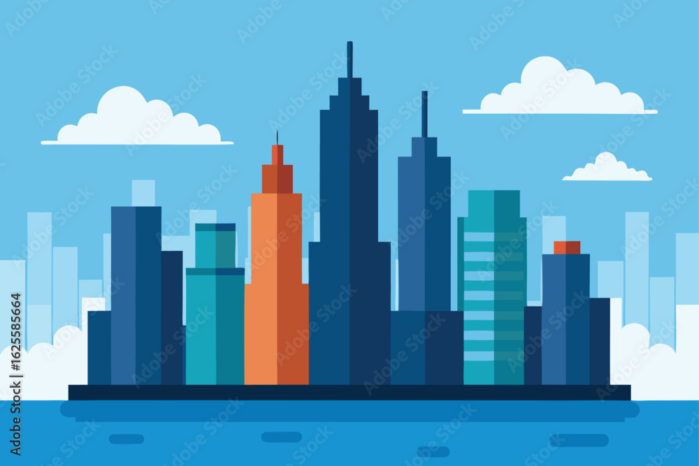 Obraz premium skyscrapers of chicago with lake michigan in foreg (1).eps