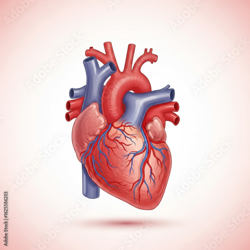 Human heart illustration, medical anatomy, cardiovascular system, health and medicine