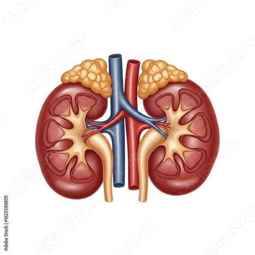 Human Kidneys Anatomy Medical Illustration of Urinary System Diagram