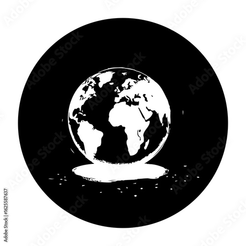 Conceptual world globe sinking into a pool illustration expressing environmental issues and climate change consequences impacting our planet
