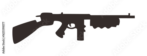 Silhouette of a machine gun.
