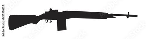 Silhouette of a semi-automatic rifle with a magazine attached, shown against a white background.