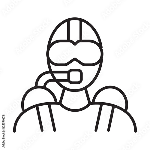 A single icon of diving in line style, representing underwater exploration and aquatic sport. Editable stroke vector illustration.