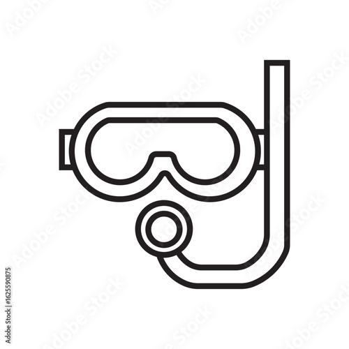 A single icon of a snorkeling mask in outline style, representing underwater exploration gear. Editable stroke vector illustration.