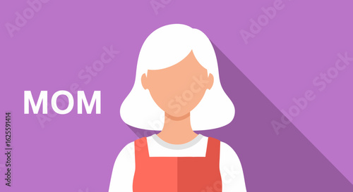 Stylized depiction of a maternal figure with a modern flat design aesthetics on a pastel background emphasizing simplicity and familial relationships