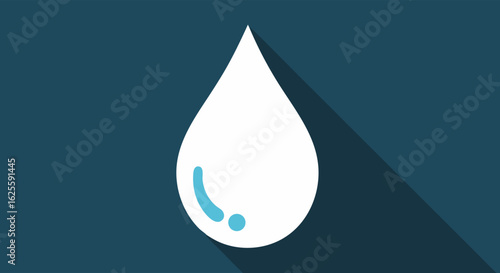 Clean water droplet icon with long shadow illustrating purity and conservation issues representation of water preservation, vital resource