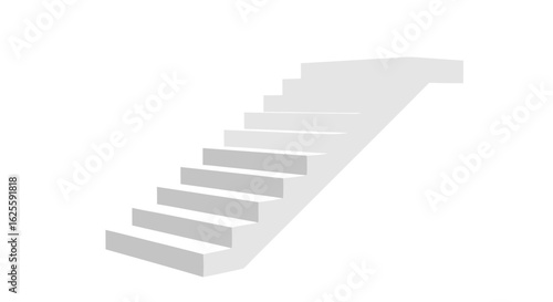 Minimalist white staircase ascending, symbolizing ambition, progress, and upward trajectory towards new opportunities and goals