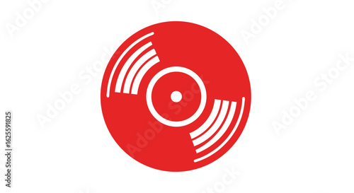 Vibrant crimson vinyl record with stylized groove details on a pristine white backdrop