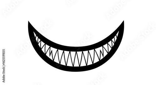 Menacing Grin: Sharp Teeth and Dark Smile Depiction for Halloween, Spooky Themes or Theatrical Representation
