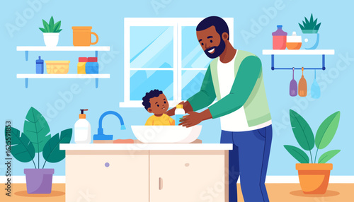 Father and Child Bath Time: A Tender Moment