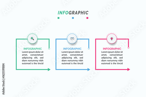 Infographic elements data visualization Abstract elements of graph, diagram with 3 steps, options, parts, or processes Can be used for business process, workflow, advertising, diagram, flowchar