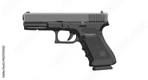 Illustration of a Modern Semi-Automatic Handgun with a Sleek Gray Finish for Security or Graphic Design Projects
