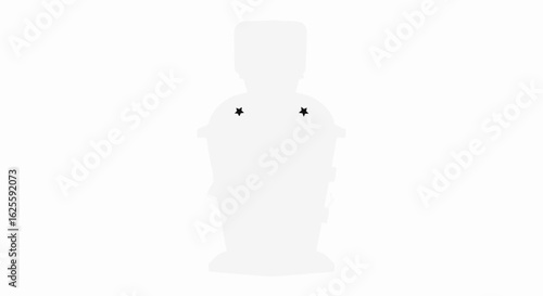 Abstract soldier figure with star designs evokes patriotism and remembrance, perfect for minimalist posters or symbolic representations of veterans'