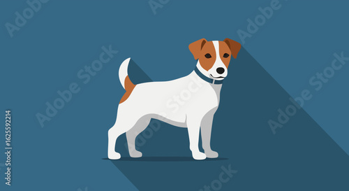 Minimalist Jack Russell Terrier Illustration on Blue Background for Pet-Related Designs