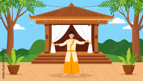 Traditional Balinese Dance Performance Illustration