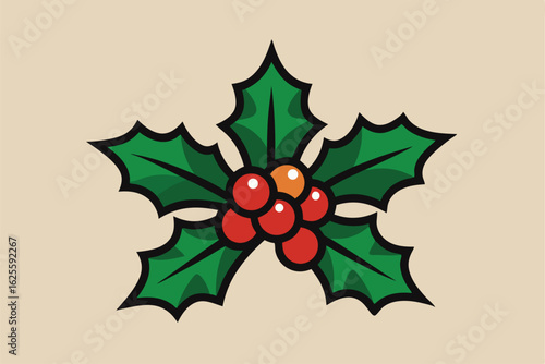vintage style holly branch illustration with deta (1).eps