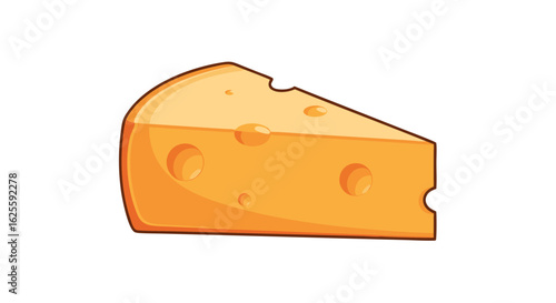 Stylized Cheese Wedge Illustration Featuring Cartoonish Design on White Background