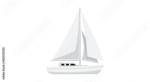 Elegant Illustration of a Minimalist White Sailboat Against a Clean Background