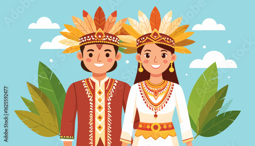 Indonesian Couple in Traditional Dress: Celebration of Culture