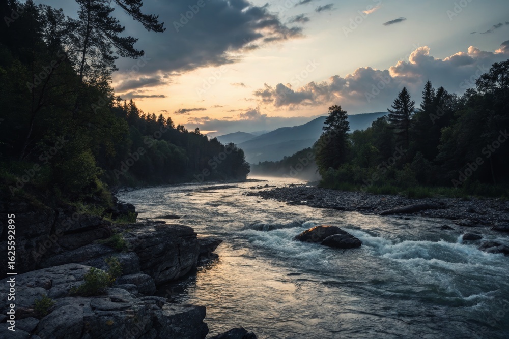 Fototapeta premium Mountain River at Dusk