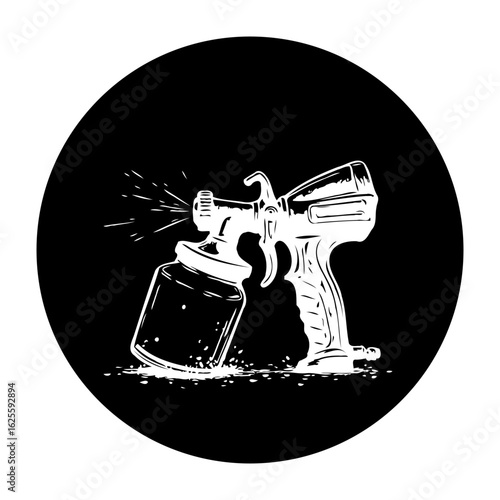 Illustration of a spray gun for painting on a black background exudes artistic skill creating dynamic visuals