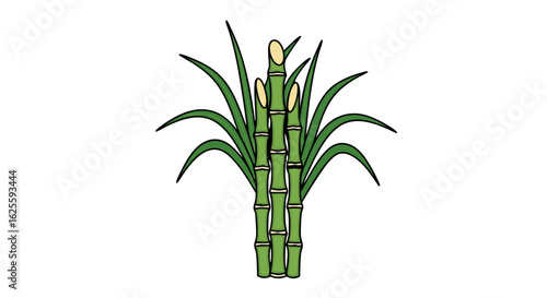 Whimsical Sugarcane Illustration Depicting Agriculture, Harvest, and Natural Sweeteners for Food Production and Sustainable Farming Practices