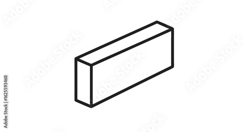 Isometric block outline illustration with clean design and sharp black line rendering for architectural and construction designs