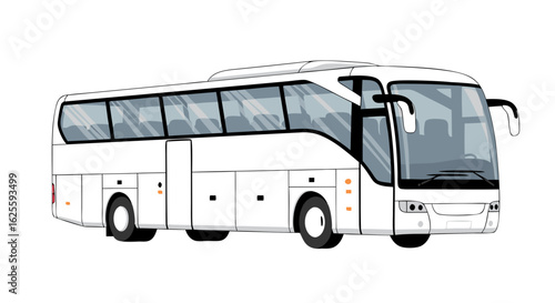 Sleek white coach bus vector illustration with detailed design and clean lines for transportation concepts and design projects