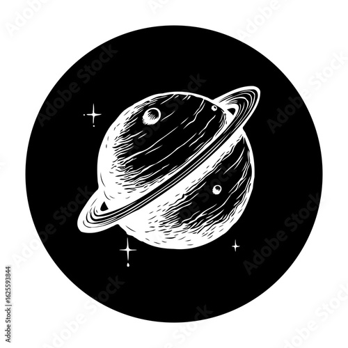 Elegant celestial saturn illustration perfect for astronomy themed projects and space related creative designs ideal for logo designs