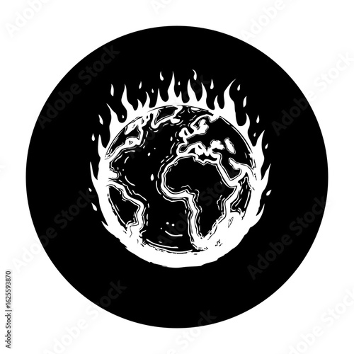 Disturbing graphic illustration showcasing earth on fire conceptualizing the urgent need to address climate change effects and its devastating consequences