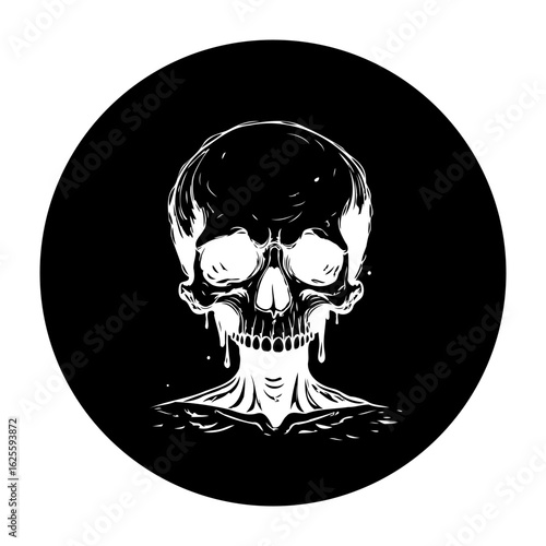A captivating black and white skull illustration conveying mortality and symbolism with intricate details emphasizing ephemeral nature of life