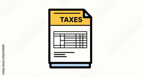 Stylized taxation form icon symbolizing annual finance management and economic responsibilities